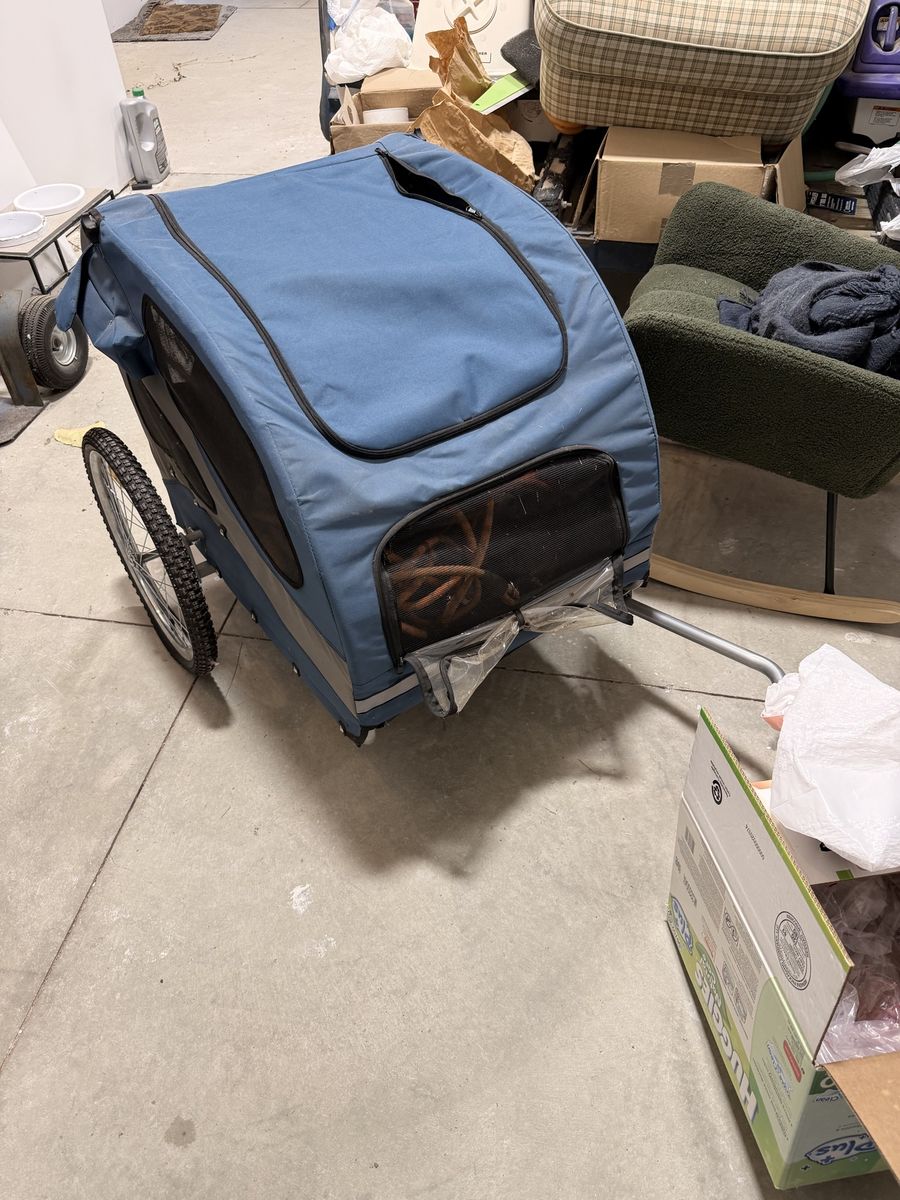 Blue and Gray Bicycle Trailer for Pets/ Kids or Cargo