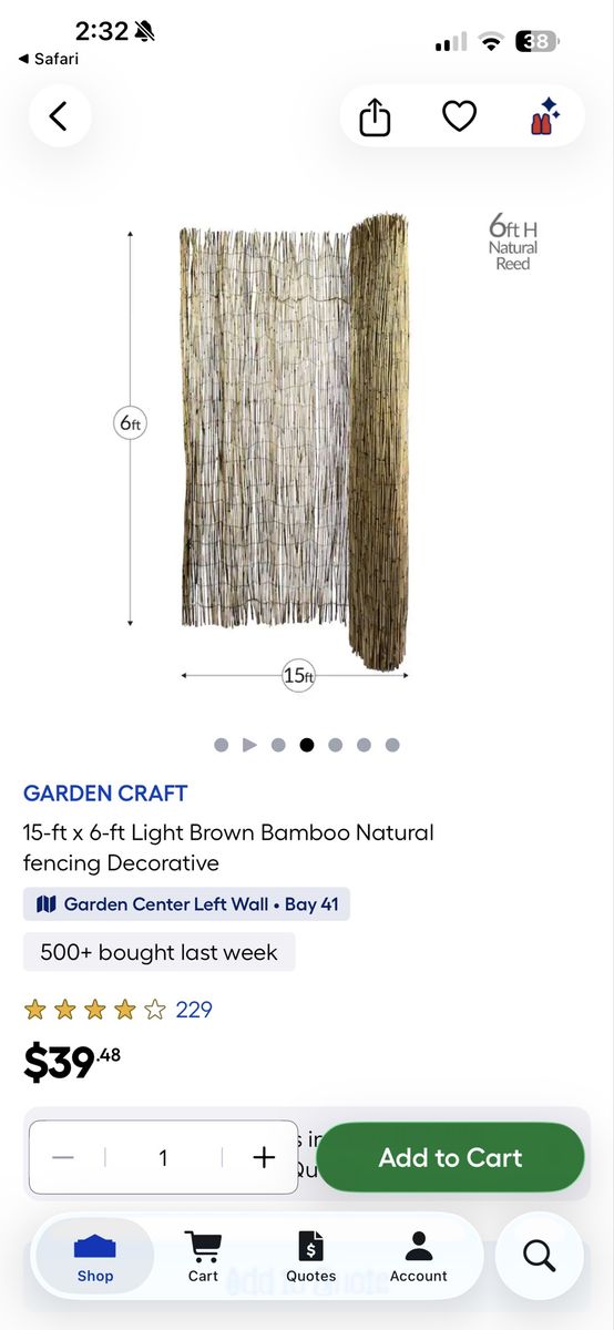 3 Bamboo Privacy Fencing Natural 6' X 15' Each