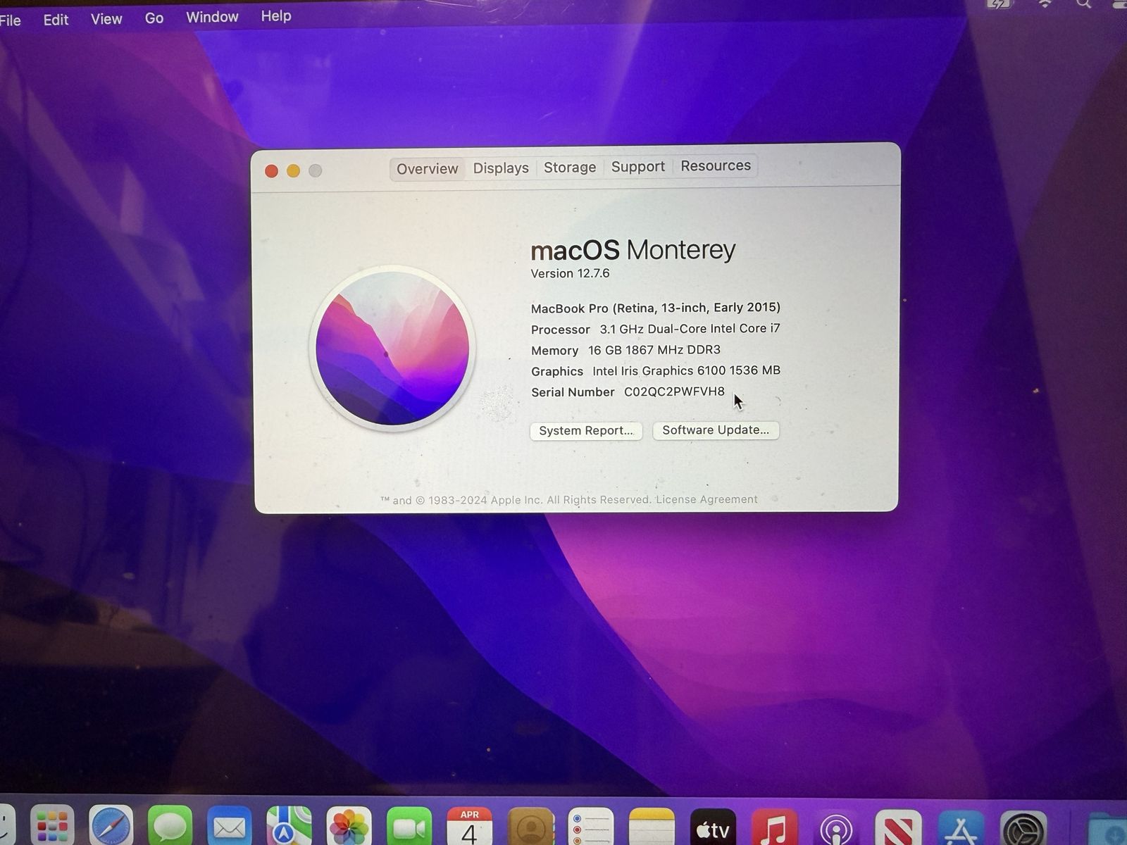 MacBook Pro Early 2015 i7 16GB Mem 500 GB SSD