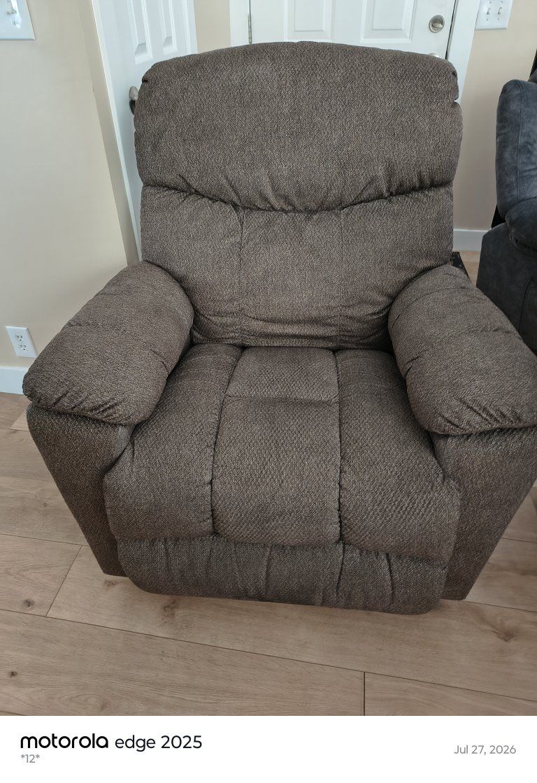 Used Brown Fabric Recliner Chair - Comfortable Single Seater