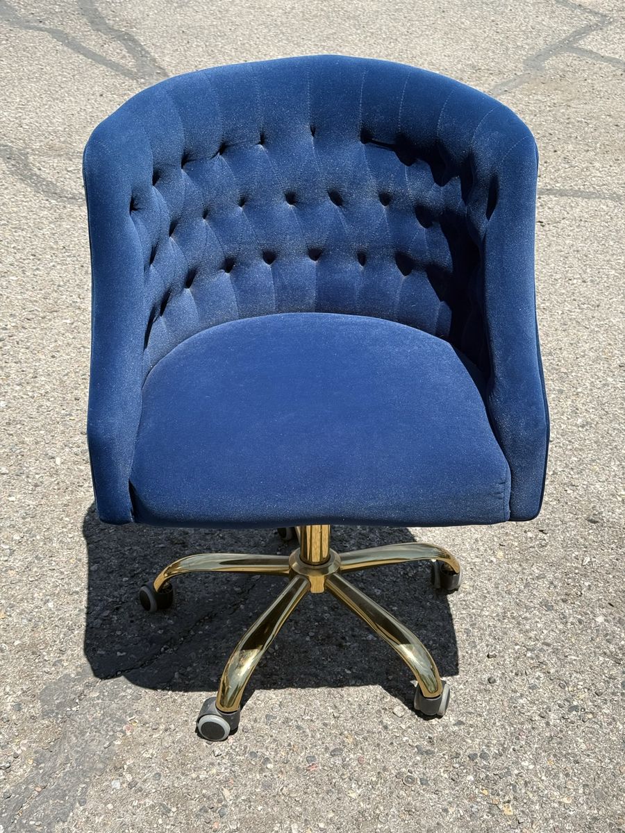 Blue Velvet Vanity Chair