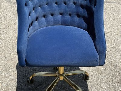 Blue Velvet Vanity Chair