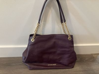 Michael Kors Merlot Leather Shoulder Bag Gold Chain Straps