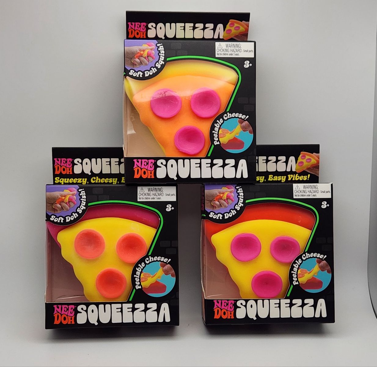 Needoh Bundle - Squeezza Pizzas - Pink, Yellow, & Orange Crust