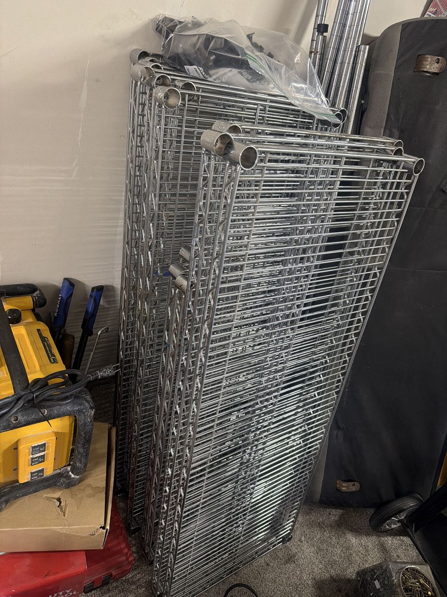 Chrome Wire Shelving Units - Stackable Storage for Garage, Kitchen, or Retail Display