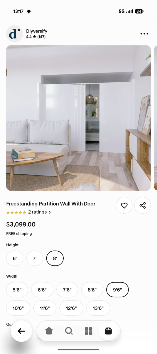 Freestanding Partition Wall With Door