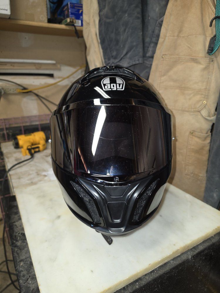 AGV Gloss Black Modular Full Face Motorcycle Helmet with Tinted Shield