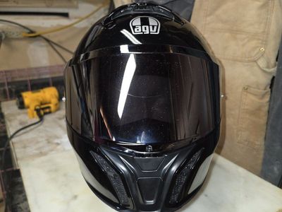 AGV Gloss Black Modular Full Face Motorcycle Helmet with Tinted Shield