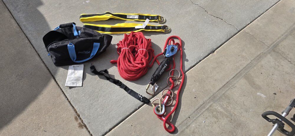 Falltech 100ft fall arrest system for 4 man crew