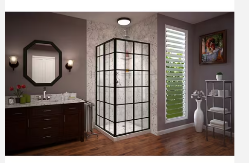 DREAMLINE French Corner 4 1/2 inch D x 34 1/2 inch W x 72 inch H Framed Sliding Shower Enclosure
