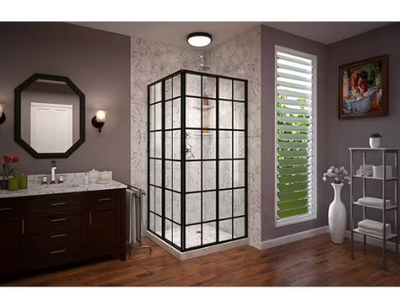 DREAMLINE French Corner 4 1/2 inch D x 34 1/2 inch W x 72 inch H Framed Sliding Shower Enclosure