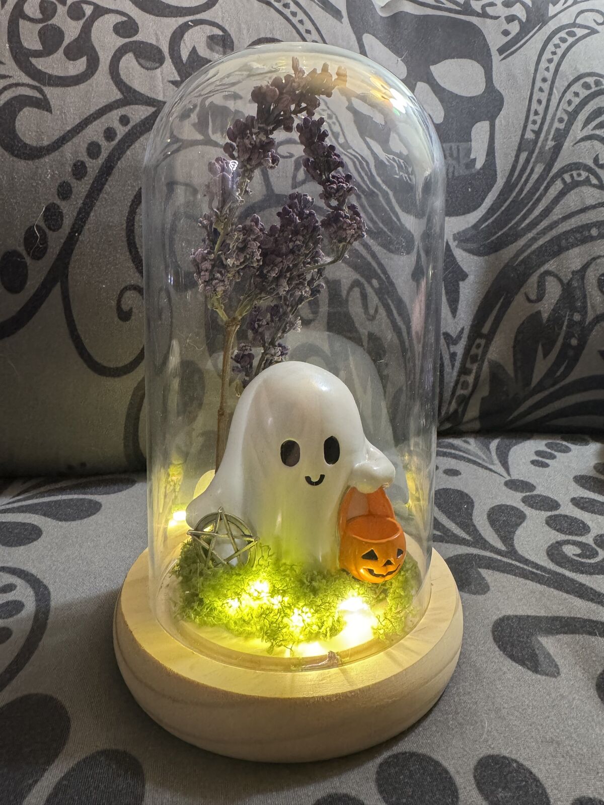 Light Up Glass Dome Ghost Art