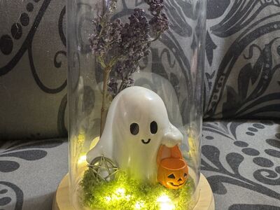 Light Up Glass Dome Ghost Art