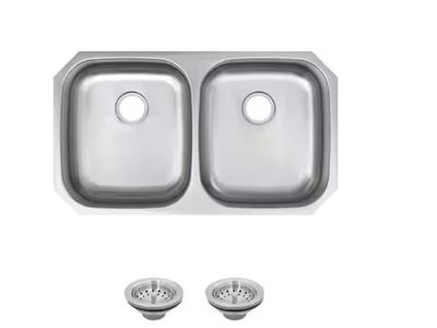 32 in. Undermount Double Bowl 18-Gauge Stainless Steel Kitchen Sink