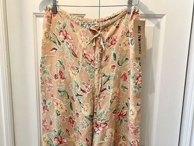 NEW! Mix Nouveau New York Women's Floral Print Wide-Leg Palazzo Pants, Size Large - C PIX