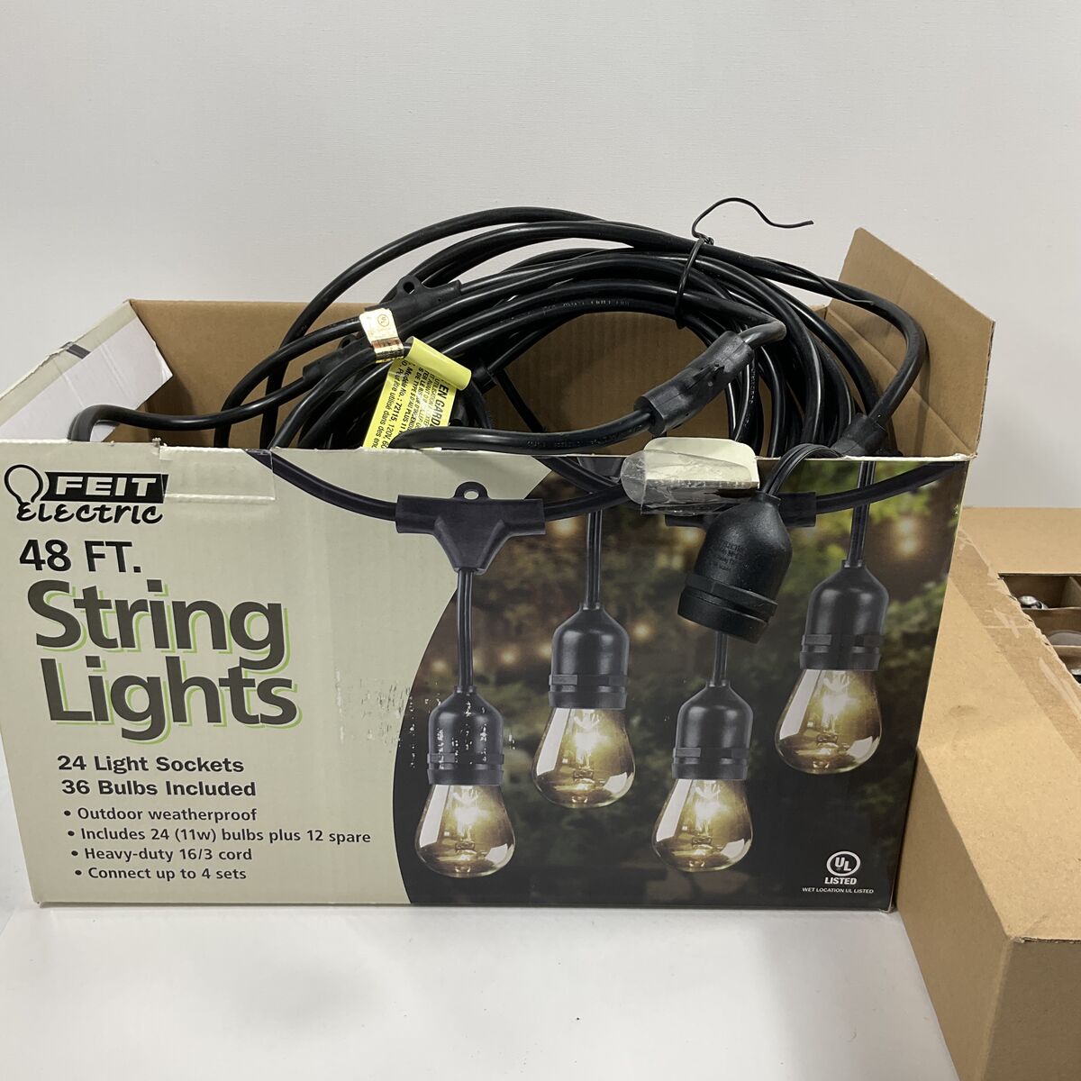 String Lights Open Box 48FT 24 light Sockets 36 Bulbs