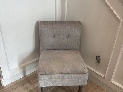 Free Grey Upholstered Accent Chair - Needs Cleaning