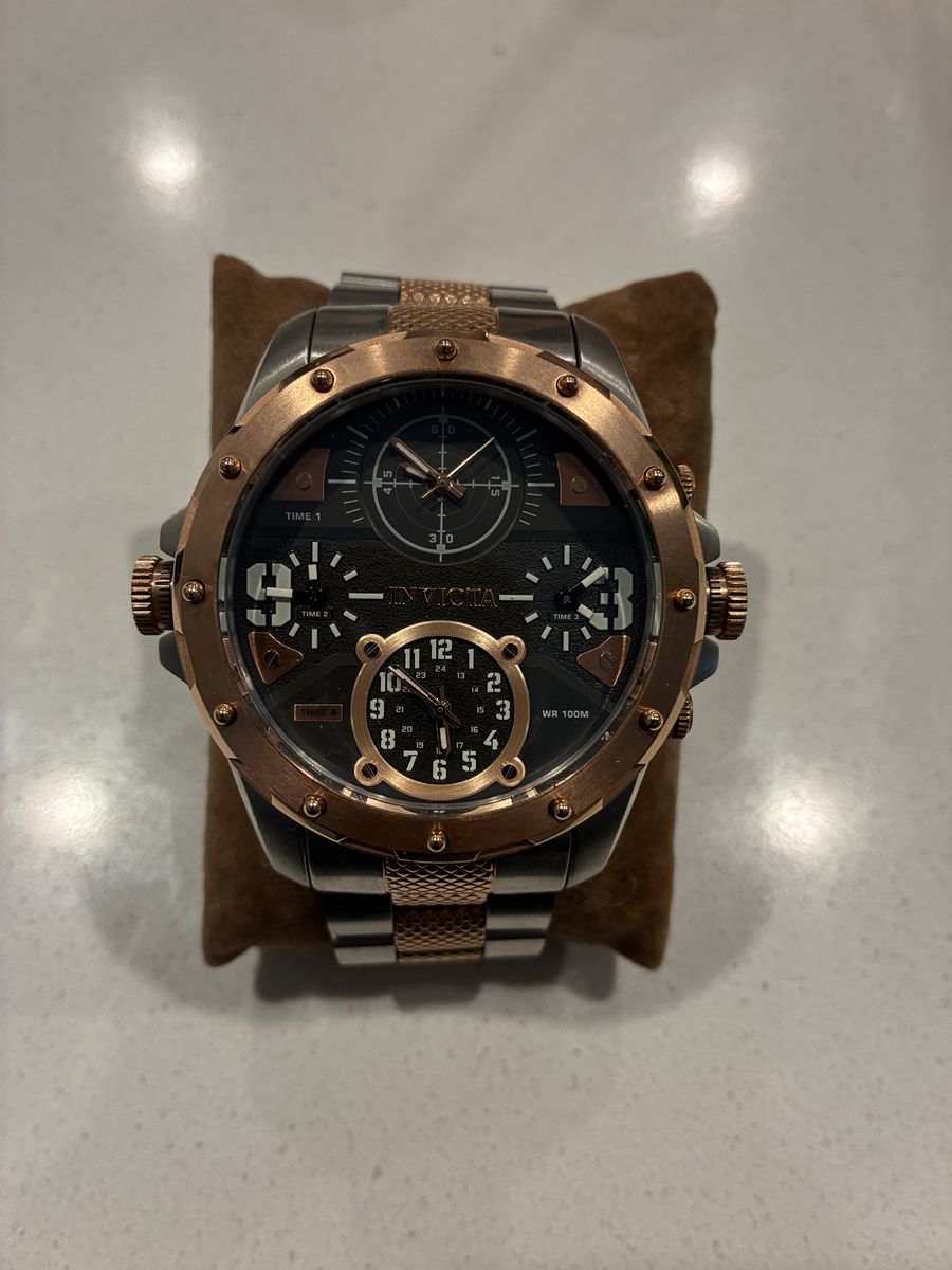 Invicta Multi-Dial Chronograph Watch Rose Gold and Silver Stainless Steel