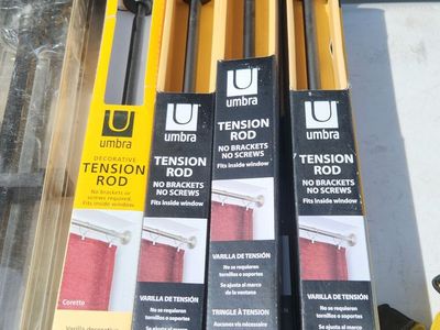 Curtain rods tension type black lot 0f 6