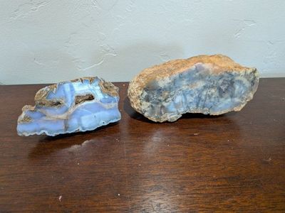 Raw Blue Chalcedony Geode Agate Rock Specimen - Natural Crystal Mineral Display