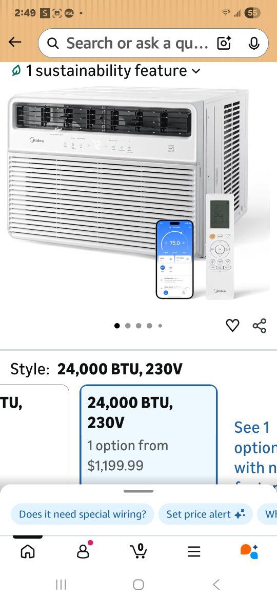 New Midea 24,000 BTU Inverter Window Air Conditioner in white