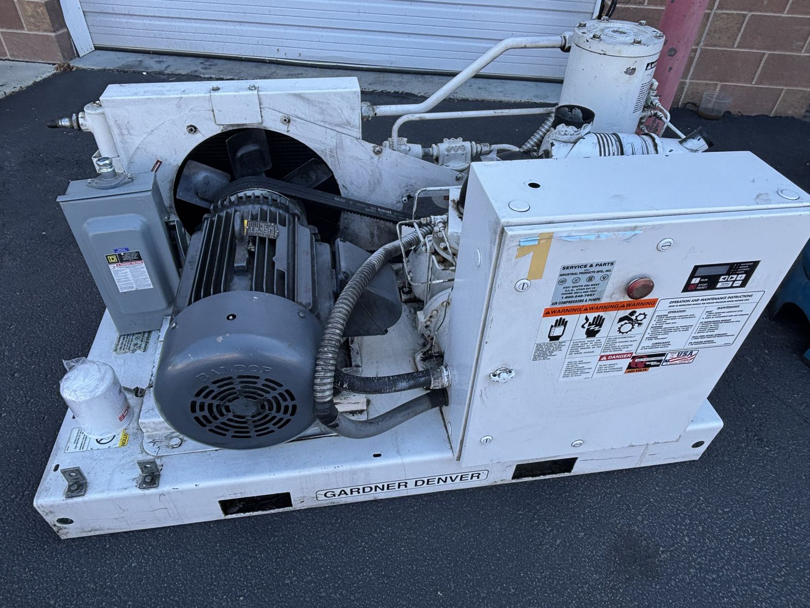Gardner Denver EDE99M  Air Compressor with 50 HP Baldor Industrial Motor