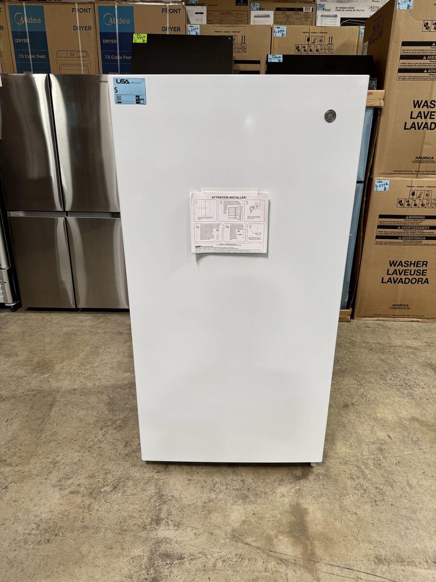 NEW GARAGE READY FROST FREE GE UPRIGHT FREEZER