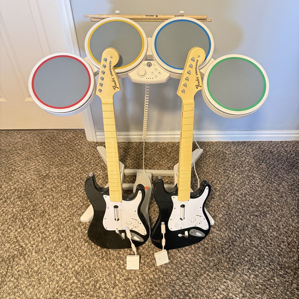 Wii Rock Band Guitar Drum Kit Dongles Guitar Hero