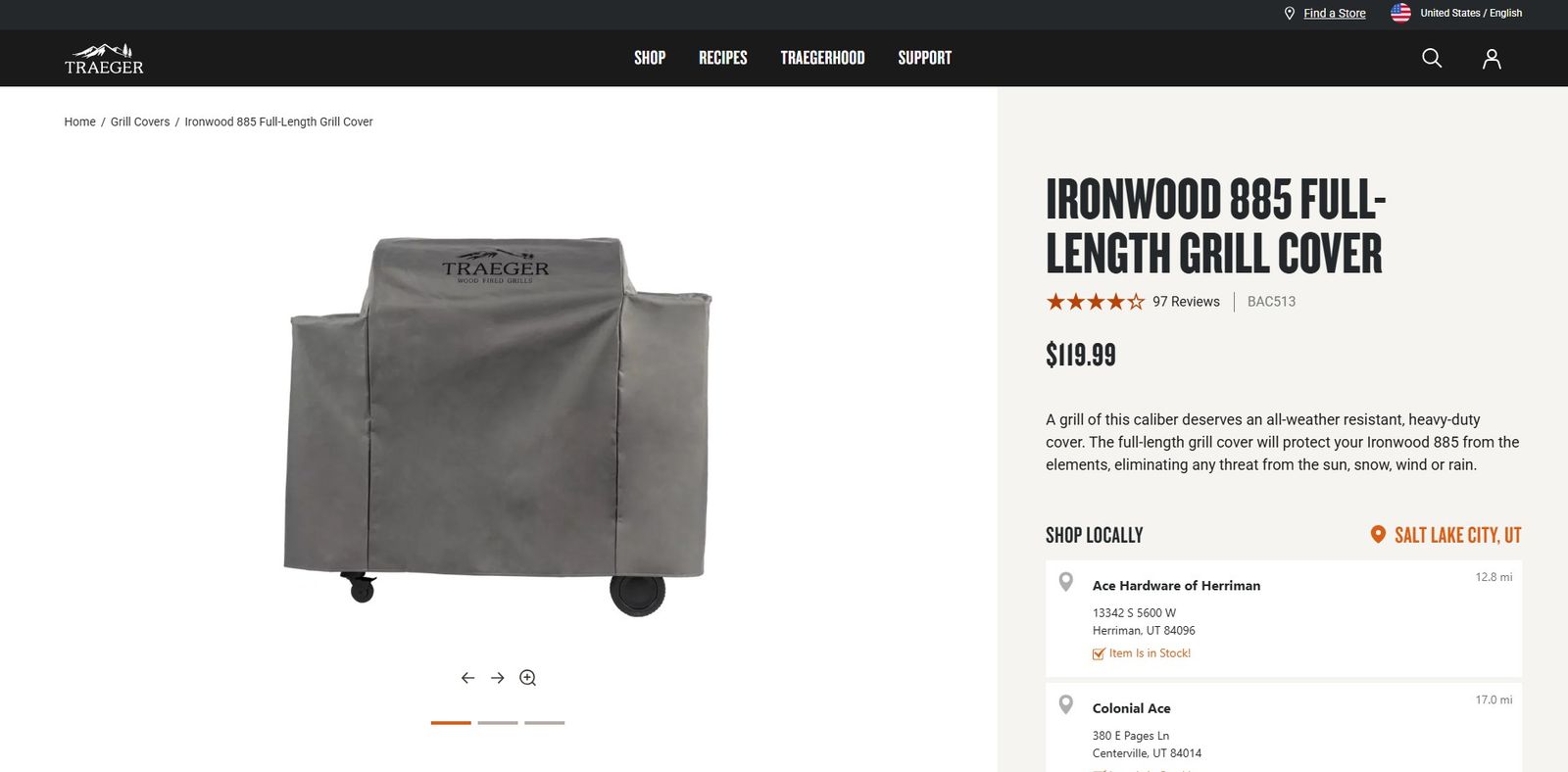 Traeger 885 Full Length Cover