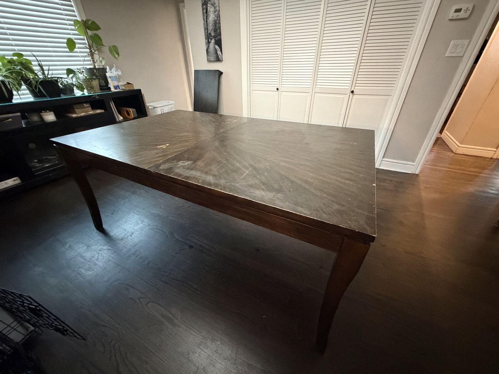 Used Brown Dining Table with Leaf Extension - Some Blemishes