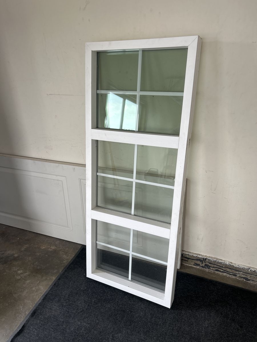 White Frame Window with Grid