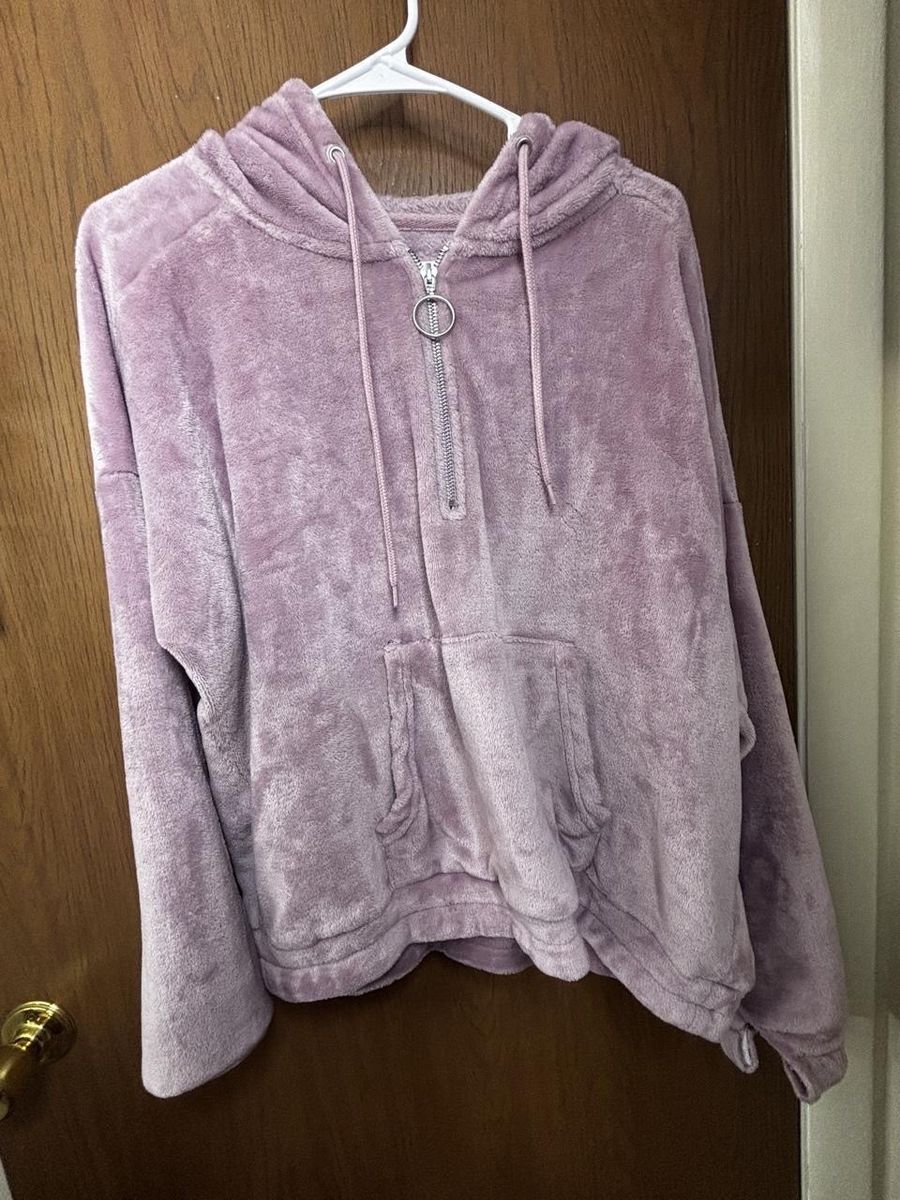 Pink Fuzzy 1/4 Zip Hoodie Women's Size L