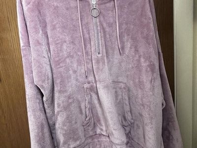 Pink Fuzzy 1/4 Zip Hoodie Women's Size L