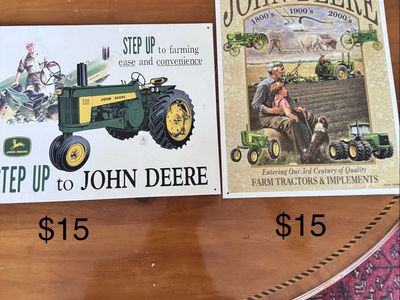 John Deere Metal Tin Sign Farm Tractors & Implements Vintage Style Wall Decor $15 each