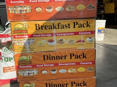 Augason Farms Survival Food and Emergency Kit - Dinner, Breakfast Packs, Apple Slices, Tools, First Aid