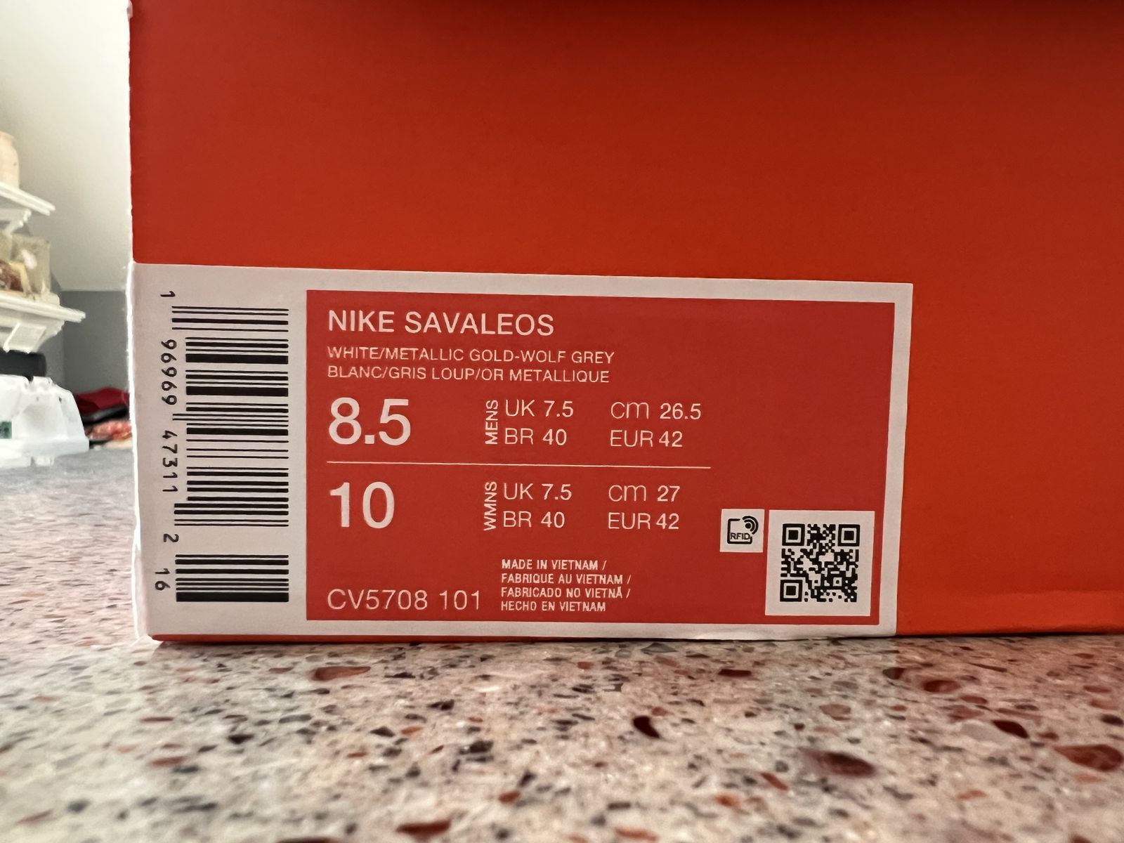 Nike Savaleos in white/gold, men's 8.5 (retail 150.00)