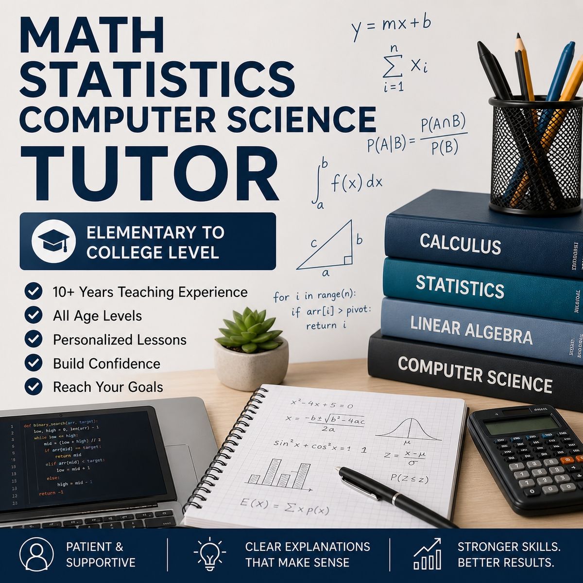 TUTORING: Math, Statistics, Computer Science