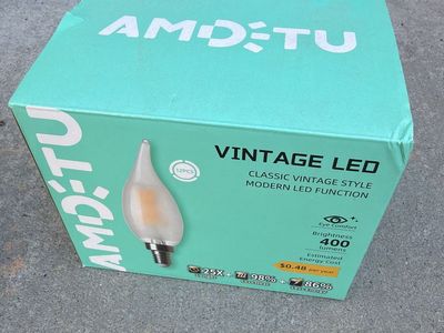 AMDTU Vintage LED Flame Tip Candle Bulbs E12 4W 2700K Frosted 12-Pack