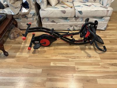 HAPBEAR Elliptical Exercise Bike with Handles - Black & Red Home Fitness Machine
