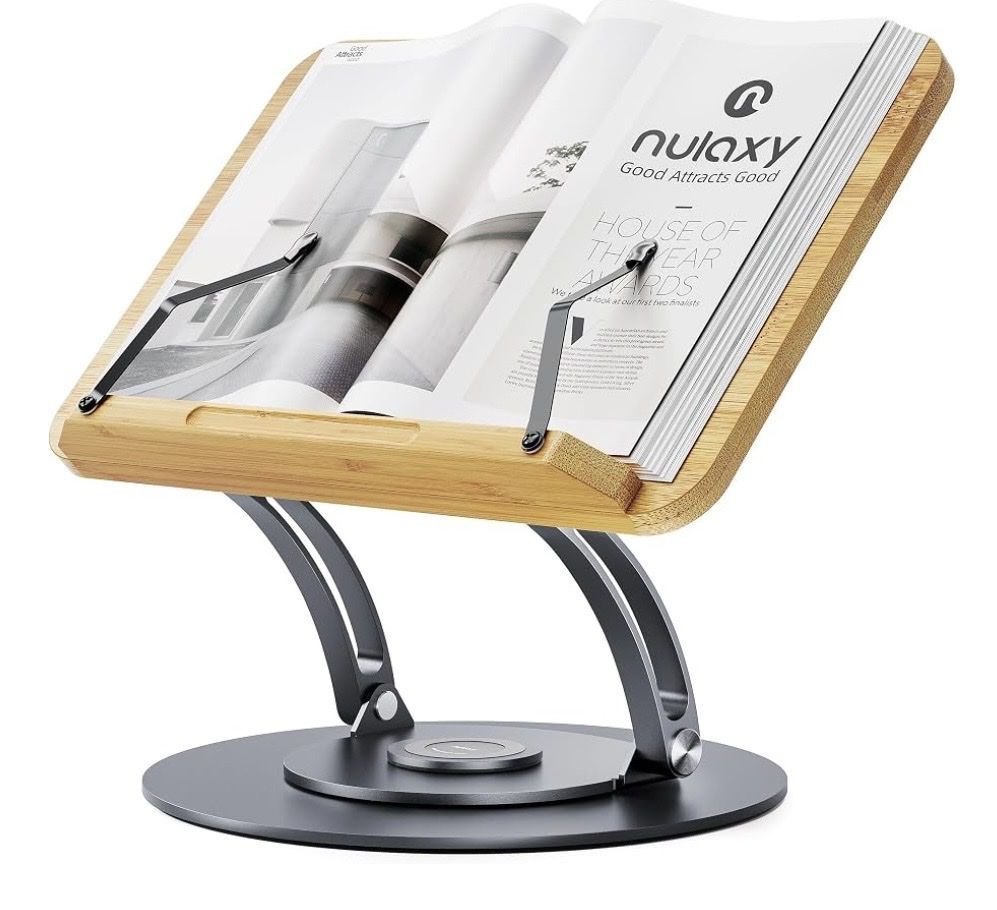 360° Rotatable Bamboo Book Stand for Reading