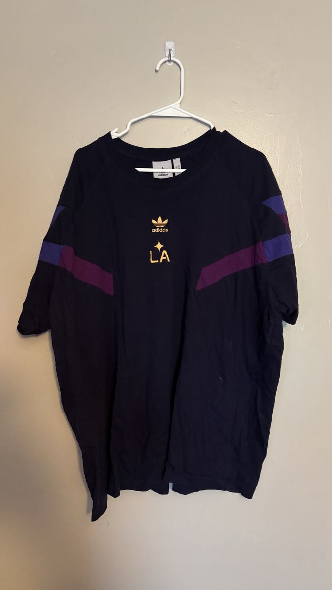 Adidas LA Trefoil Short Sleeve T-Shirt Black Purple 2XL