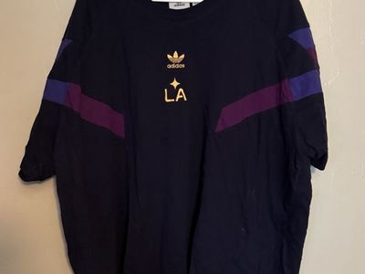 Adidas LA Trefoil Short Sleeve T-Shirt Black Purple 2XL