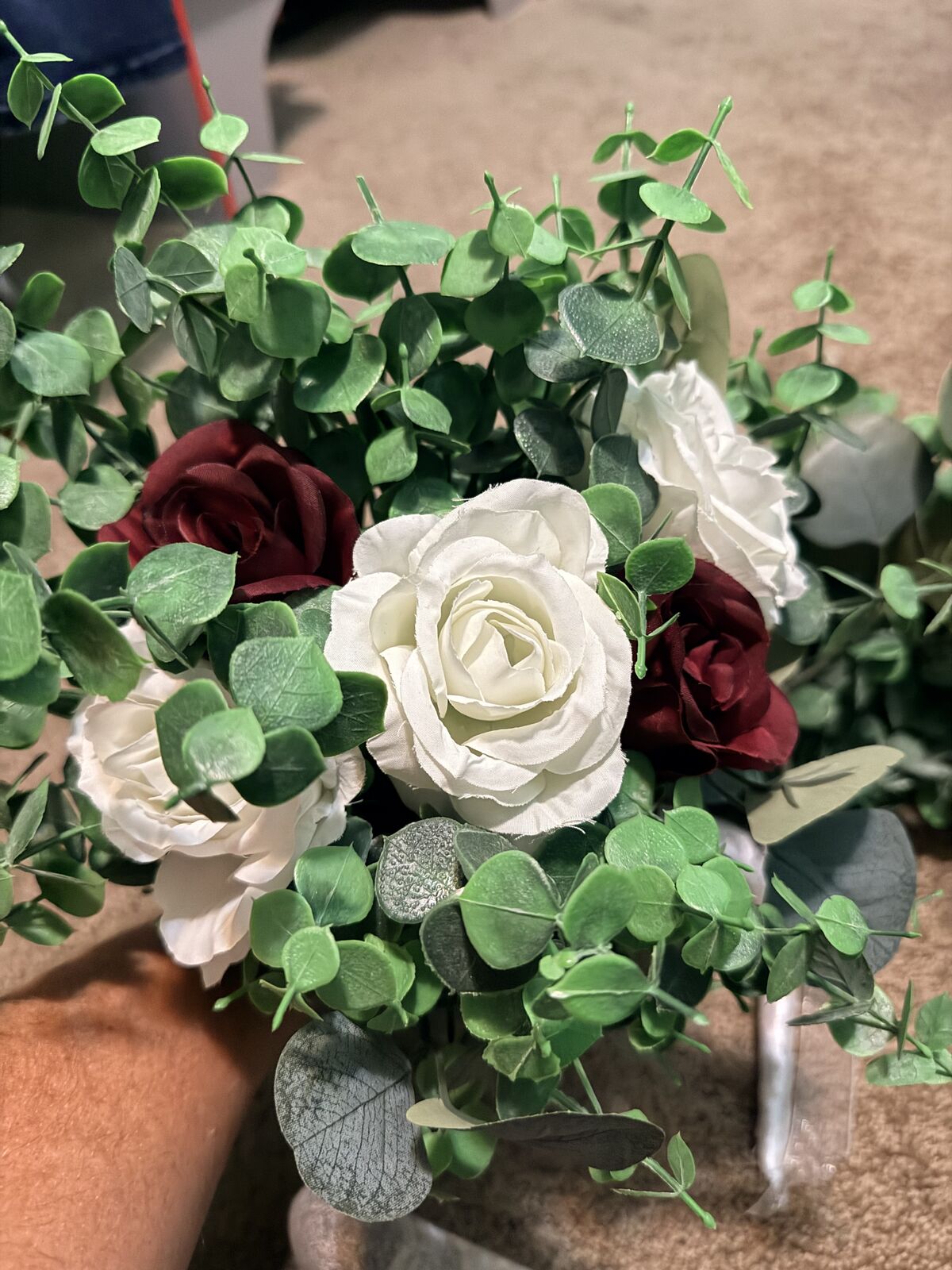 Three bridesmaids Bouquets Red and White Roses
