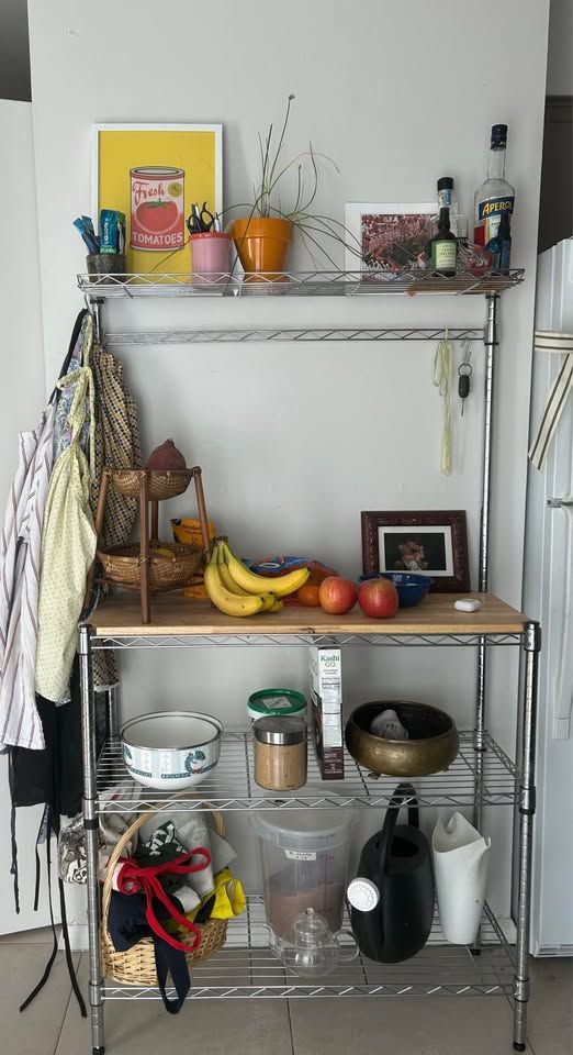 Kitchen Storage Shelf’s with Wood Top