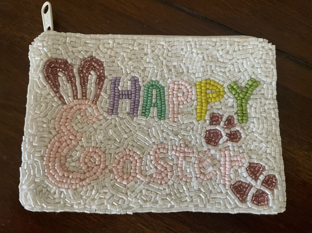 New Beaded Happy Easter Zipper Pouch