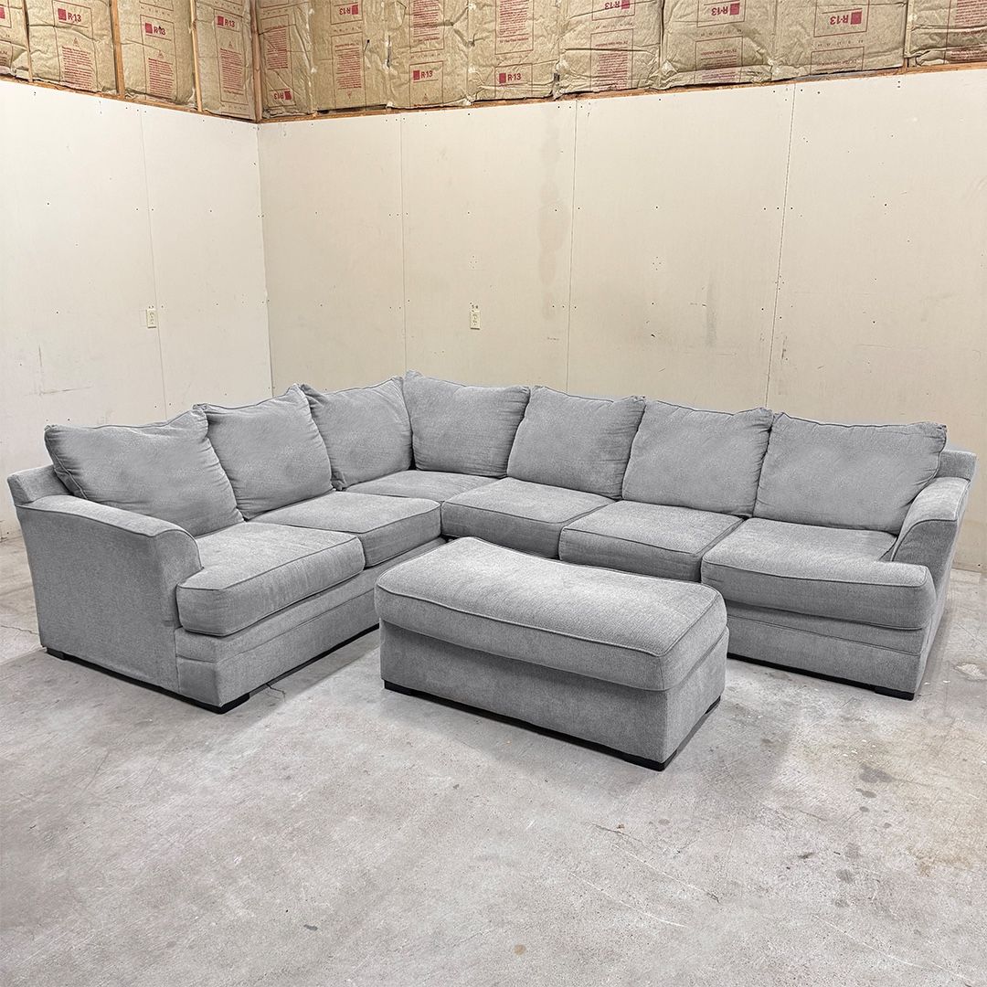 Gray Sectional Couch & Ottoman - Free Delivery
