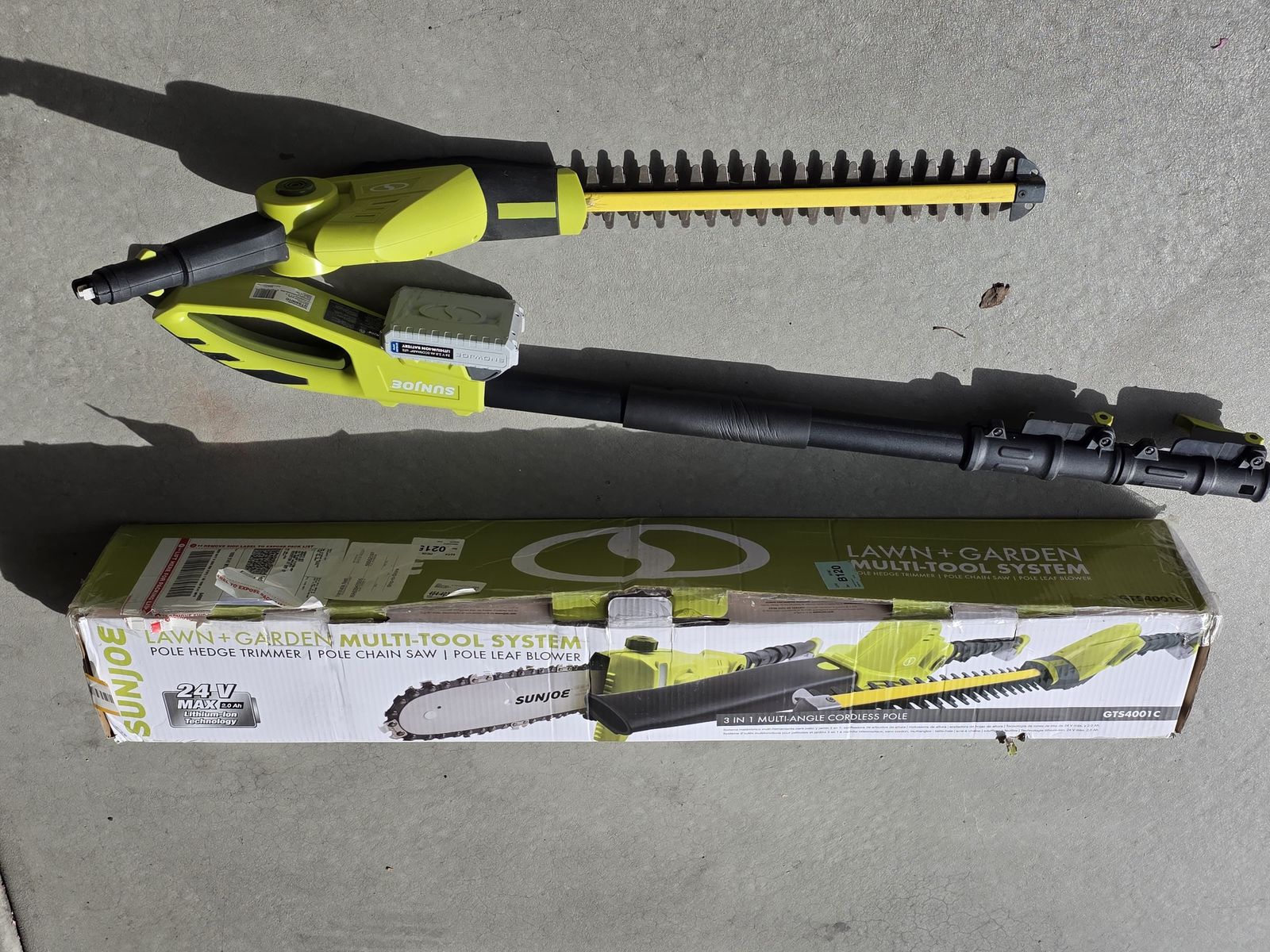 Sun Joe 24V Cordless 3-in-1 Yard Tool – NEW (Pole Saw, Hedge Trimmer, Blower)