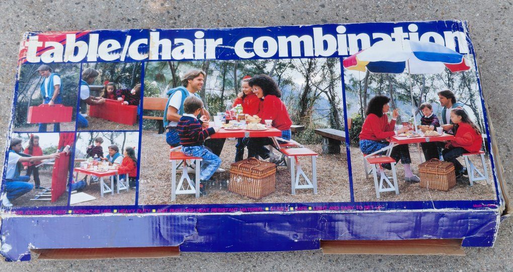Vintage Portable "Suitcase-Style" Folding  Camping Picnic Table and Chair Combo