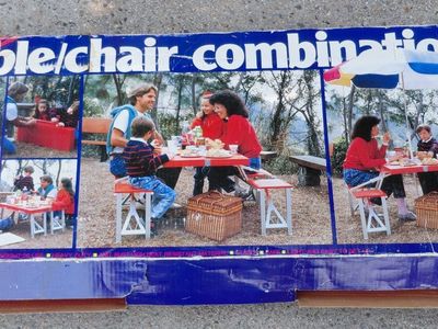 Vintage Portable "Suitcase-Style" Folding Camping Picnic Table and Chair Combo