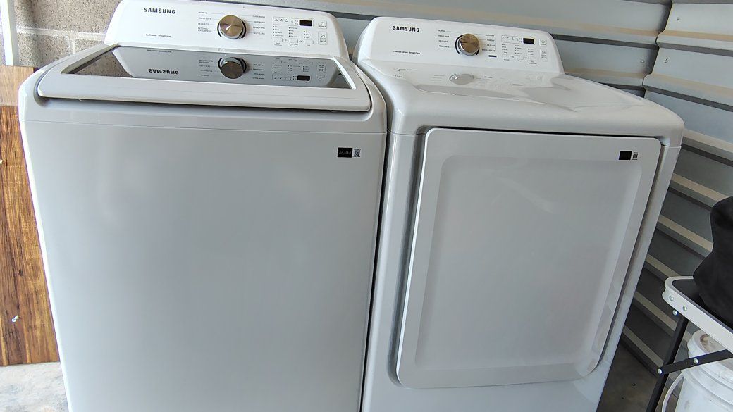 Samsung Washer (WA45T3200AW) & Electric Dryer (DVE45T3200W/A3) Set - White, Top Load